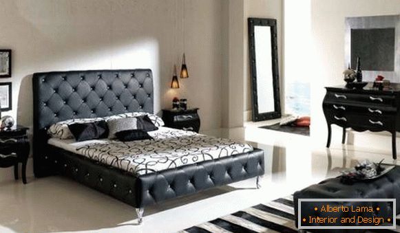 Schlafzimmerdesign mit schwarzen Möbeln