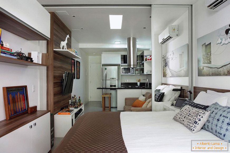 Gemütliches Design einer schmalen Wohnung von 27 Quadratmetern