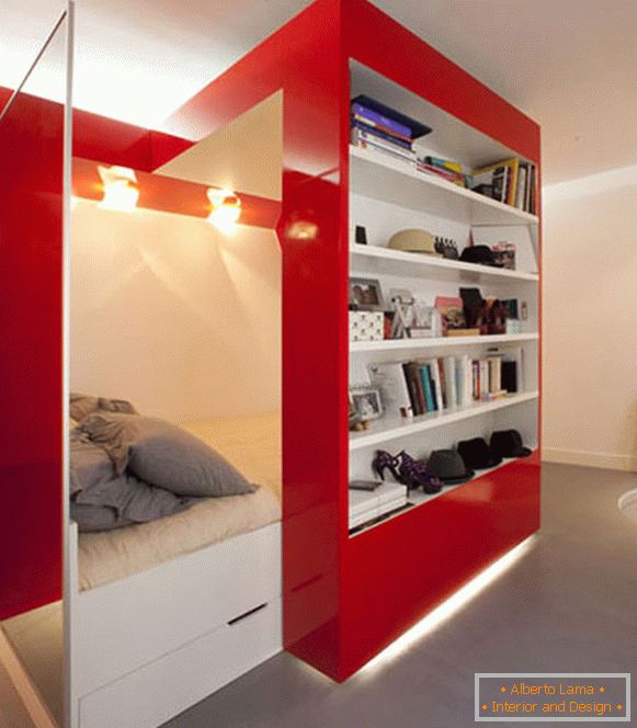 Design-Apartments in weißen, roten und grauen Farben