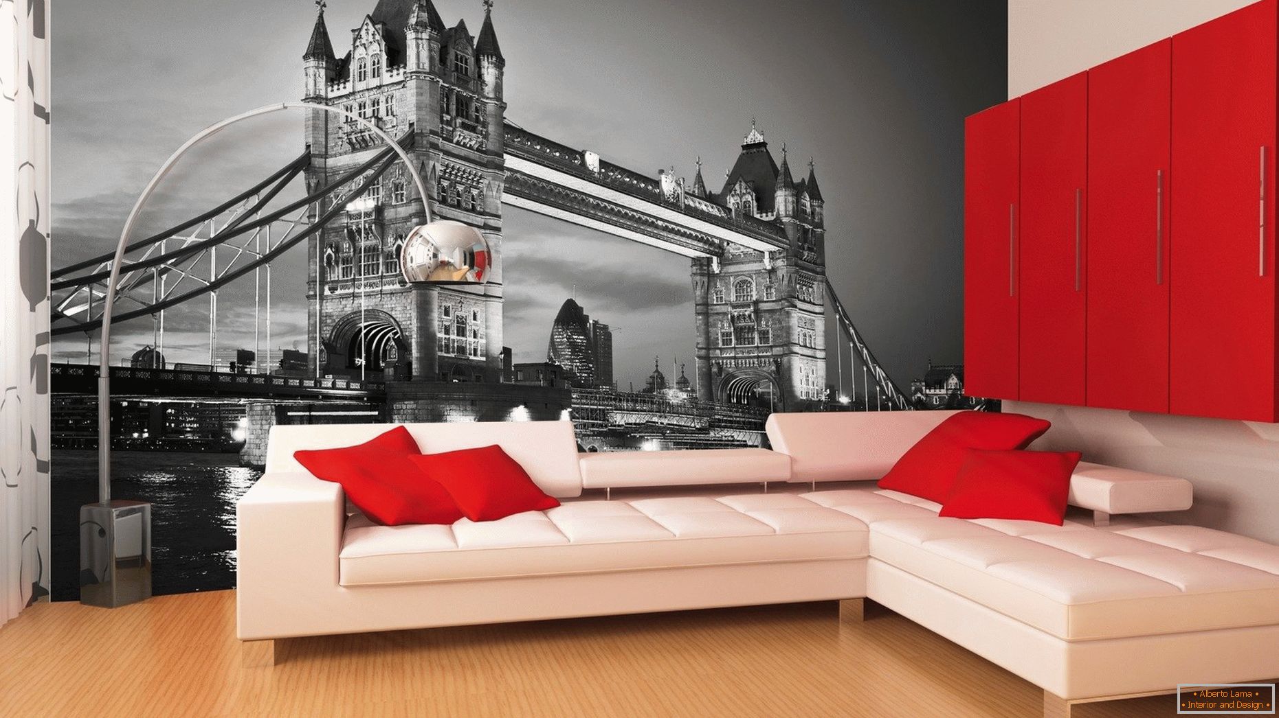 Tapete 3d mit einer London-Landschaft im Wohnzimmer