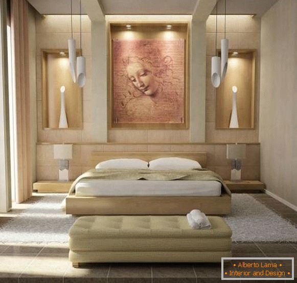 Inspirierendes Schlafzimmerdesign mit geformten Lichtern