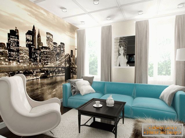 Gemütliches Design der Wohnung in einem ruhigen Farbschema