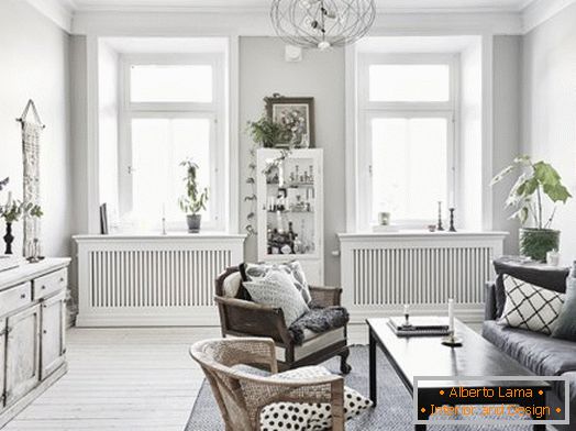 Klassisches Design einer Wohnung im skandinavischen Stil