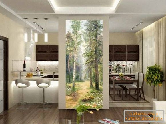 Schöne Tapeten im Inneren der Küche - Wald, Natur