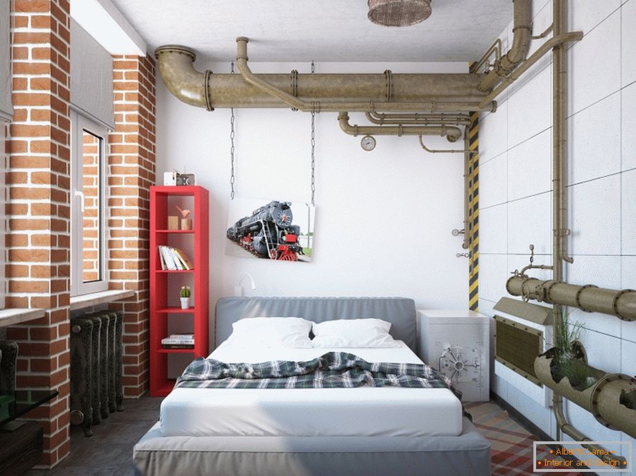 Beispiel der Innenarchitektur eines kleinen Schlafzimmers auf dem Foto