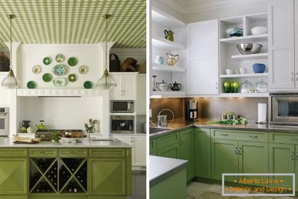 Weiße grüne Küche - Fotodesign im Innenraum