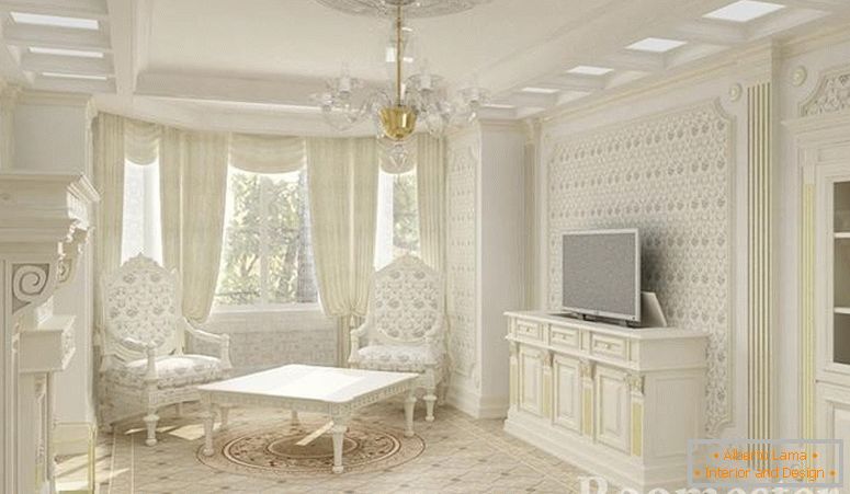 Interieur im Empire-Stil mit weißen Möbeln