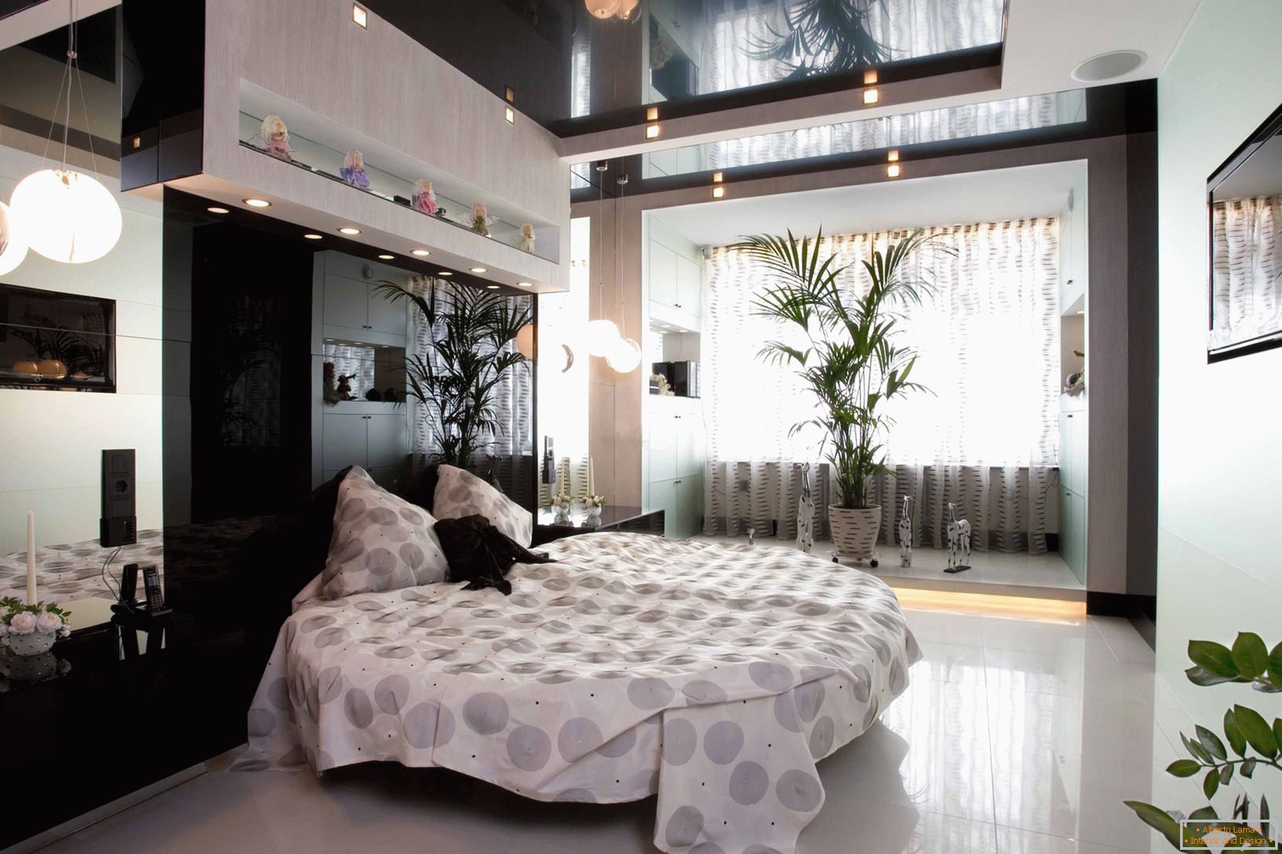 Stretchdecke schwarz im modernen Schlafzimmer