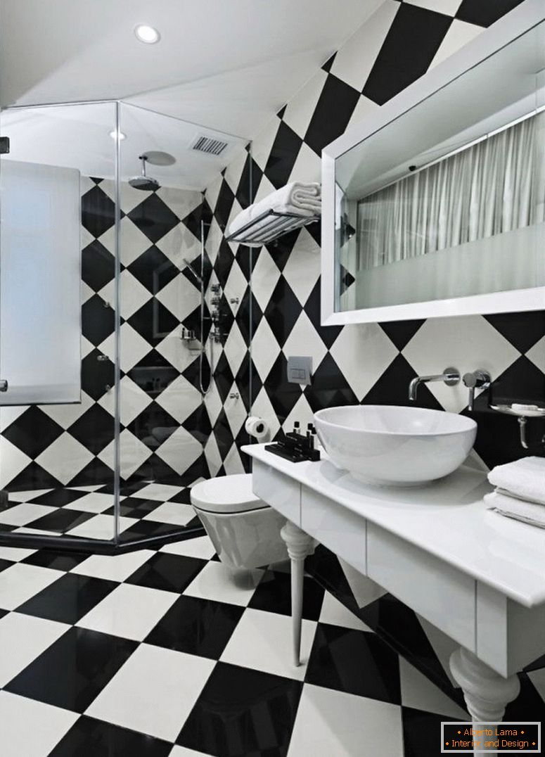 Schwarz-Weiß-Badezimmer-Raum-spektakulär-spielen-Kontraste-4