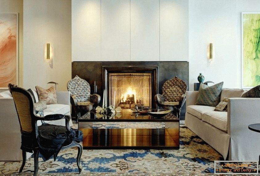 Verwenden Sie benutzerdefinierte Möbel im luxuriösen Interieur des Wohnzimmers