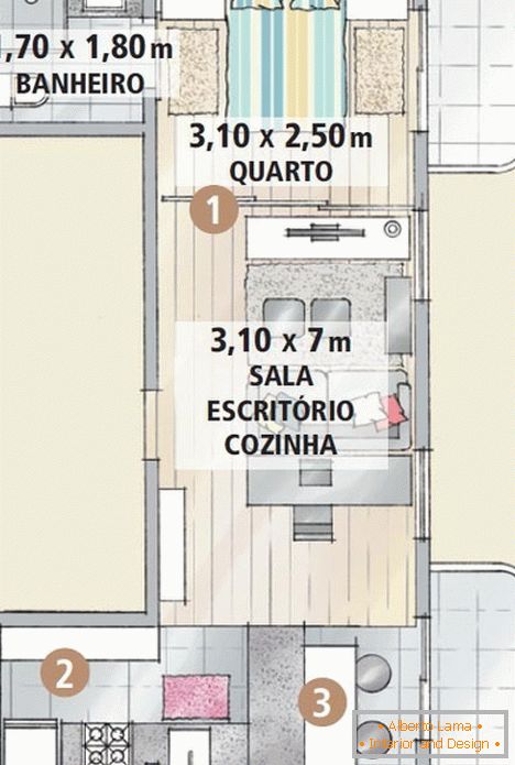 Apartmentplan im Mini-Loft-Stil