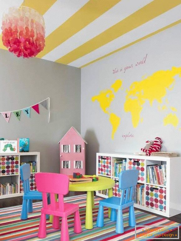 Die Kombination von hellen Farben im Kinderzimmer