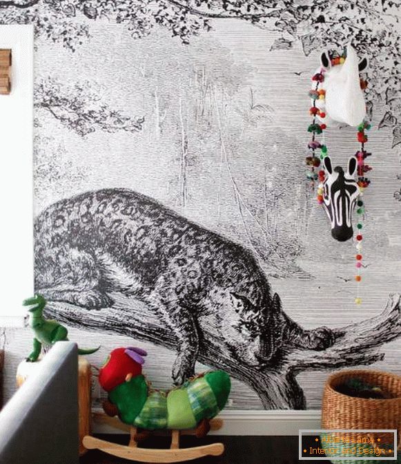 Schwarzweiss-Farbe der Wände im Kinderzimmer - Foto