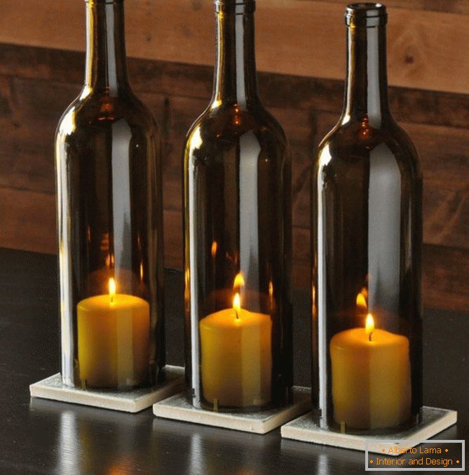 Flaschen ohne Boden für Kerzen