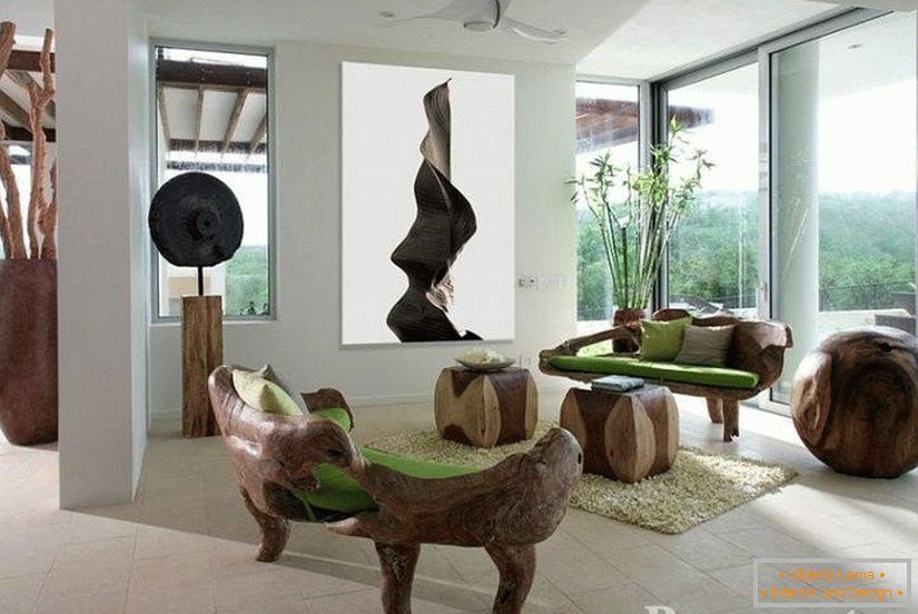 Wohnzimmer mit Holz Bemel