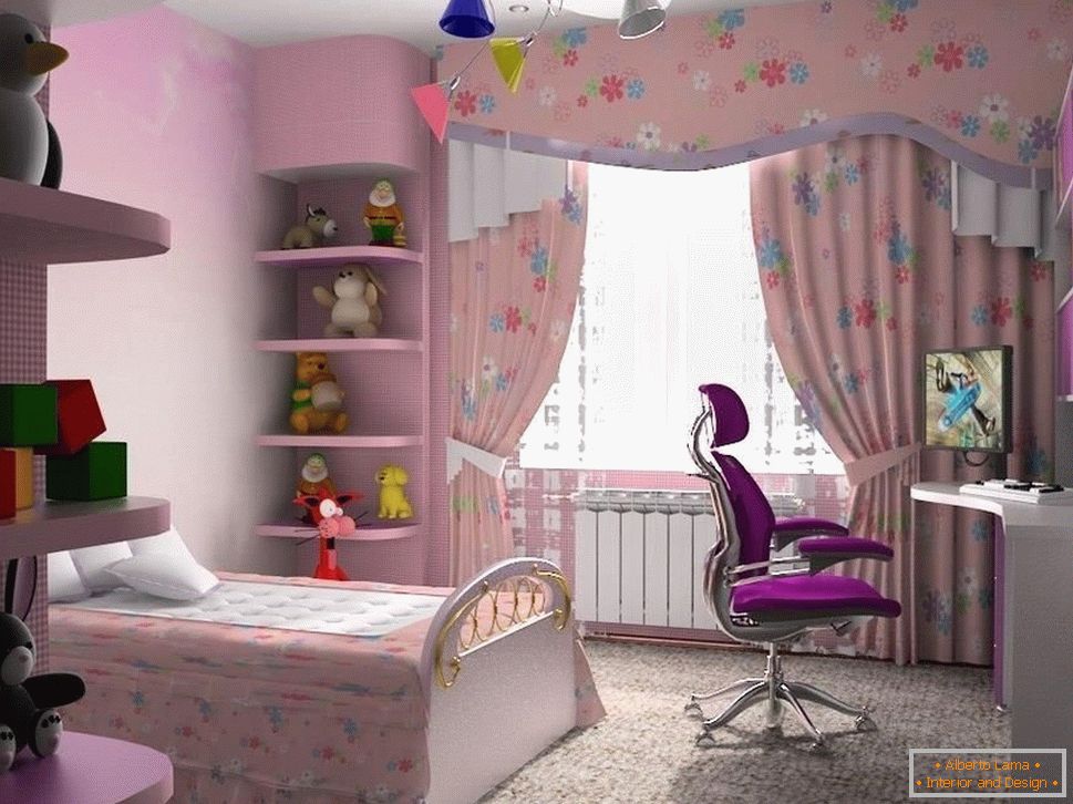 Zimmer für ein Mädchen in rosa Farbe