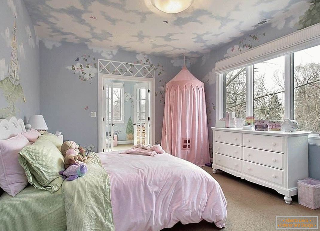 Schlafzimmer für zwei Mädchen im provenzalischen Stil