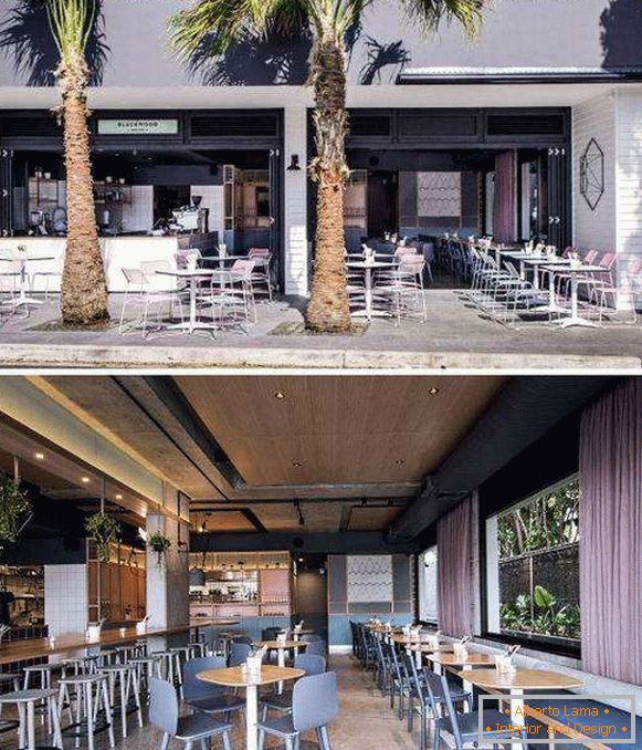 Café des modernen Designs im Dachbodenart und in den Pastellfarben