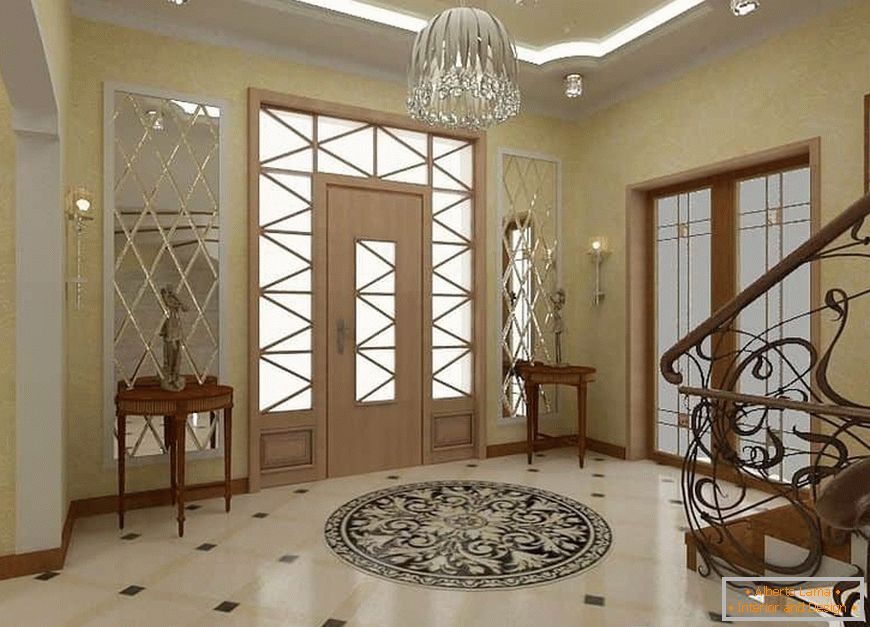 Design Korridor-Flur mit einer Treppe in einem privaten Haus