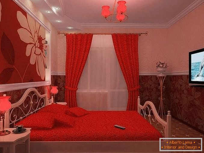 rotes weißes Schlafzimmerdesign, Foto 15