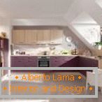 Küchenmöbel mit violetter Fassade