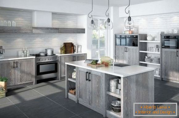 Küchenküchenentwurf in einem privaten Haus - graues Foto