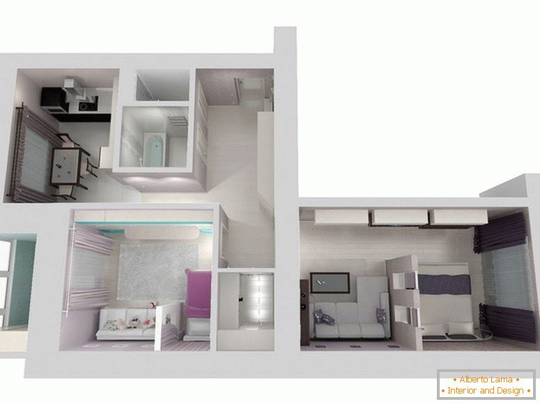 Design-Projekt einer kleinen Wohnung