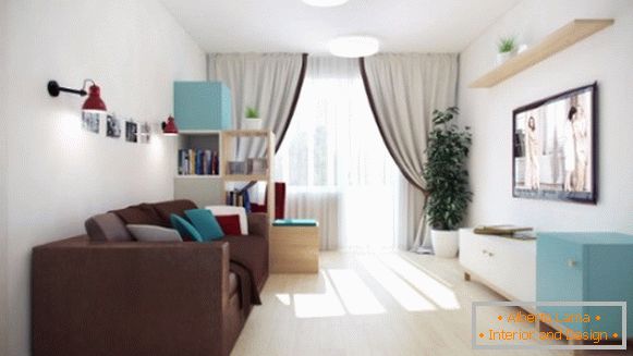 Wohnung Design Studio quadratischen Layout - фото гостиной