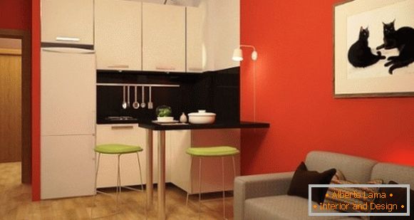 Modernes Design-Studio-Apartment 25 qm - Foto Küche Wohnzimmer