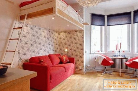 Design-Studio-Wohnung 20 qm mit Bett Dachboden