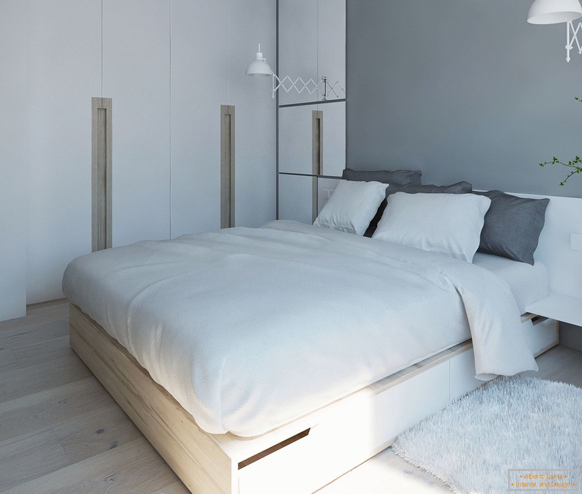 Schlafzimmer in weiß-grauer Farbpalette