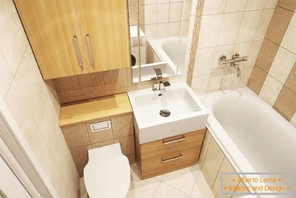 Design eines kombinierten Badezimmers - eine lineare Anordnung