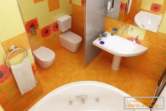 Design des kombinierten Badezimmers - Foto in hellen Farben