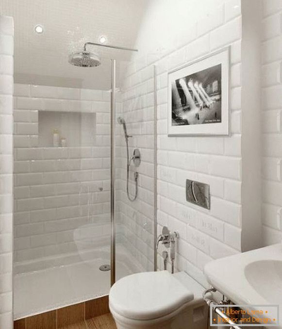 Design eines kombinierten Badezimmers - Foto mit Duschkabine