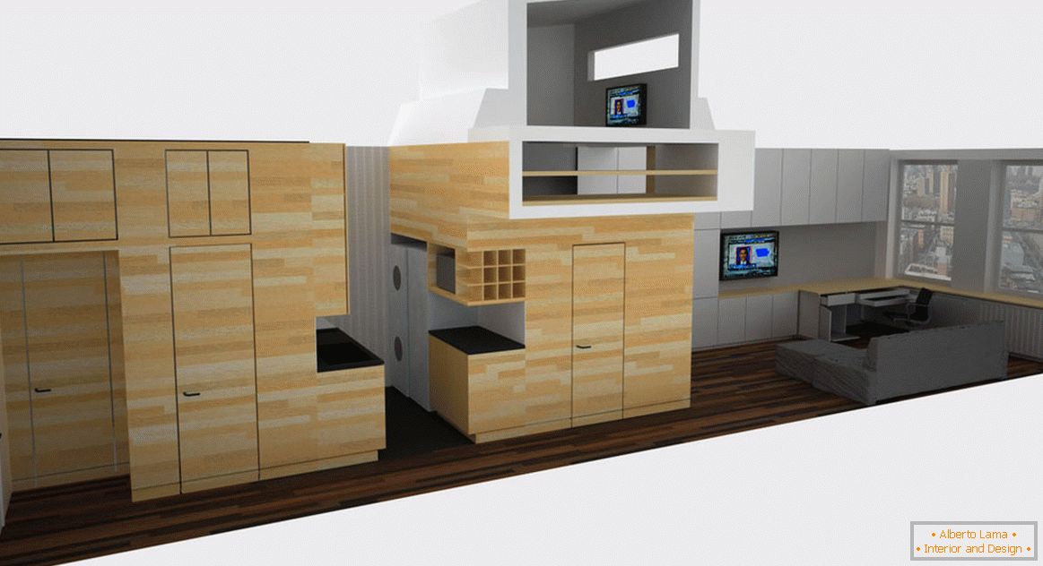 Ein Modell einer kleinen Studiowohnung in New York