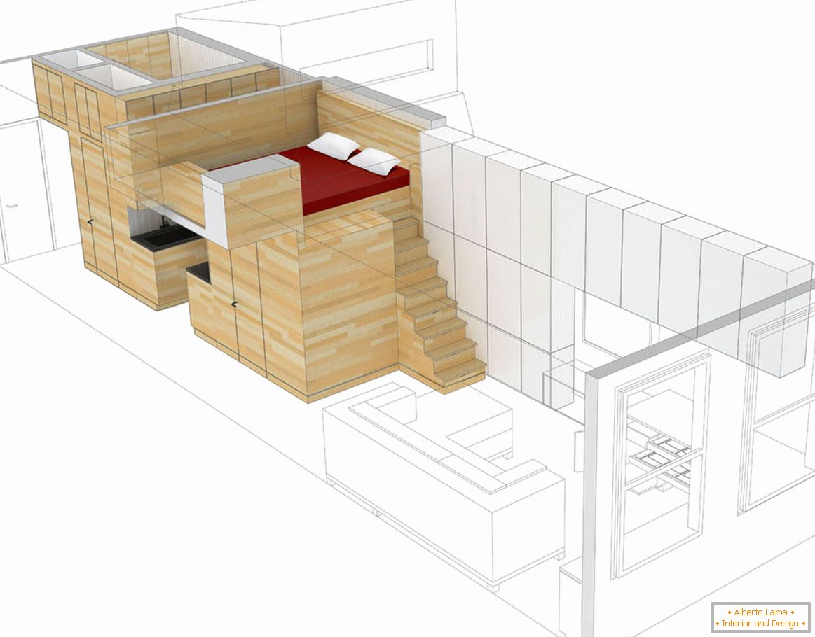 Ein Modell einer kleinen Studiowohnung in New York