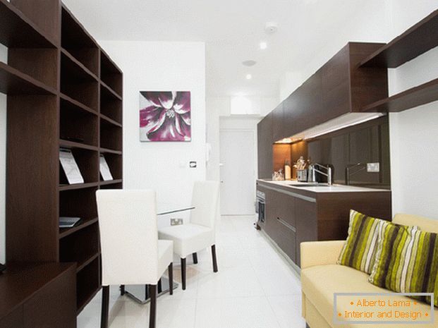 Design von kleinen Studio-Apartments 18 Quadratmeter