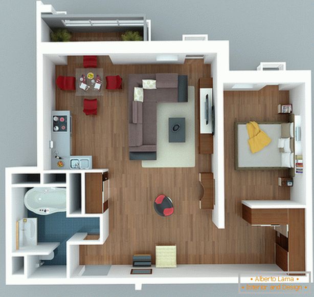 Design-Projekte von kleinen Studio-Apartments