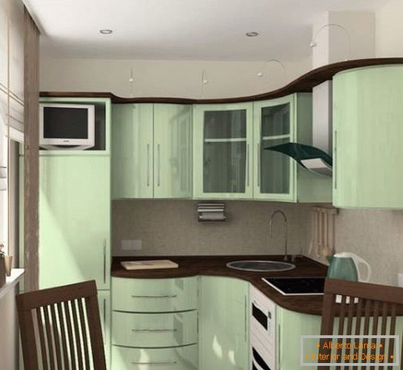 Kleine Zimmer - Küchendesign in einem Foto in einer Wohnung von 30 qm