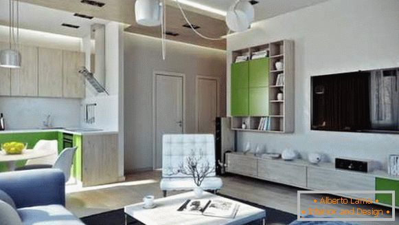 Design eines kleinen Studio-Apartments in Chruschtschow - Fotos im modernen Stil
