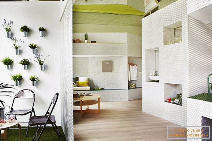 Design einer kleinen offenen Wohnung