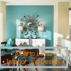 Türkisfarbene Wand- und Möbelfarbe - eine helle Lösung für die Küche in hellen Farben