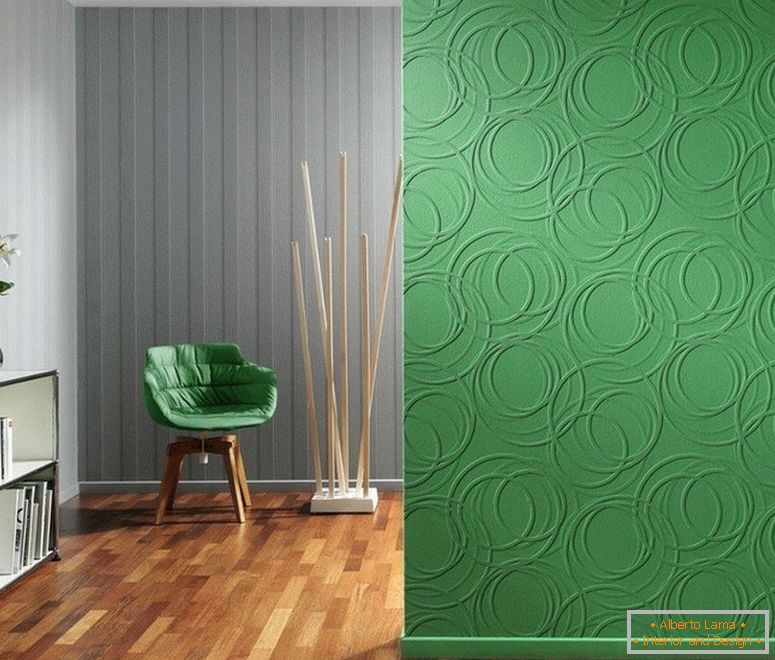 Die Kombination von Grau und Grün an der Wand