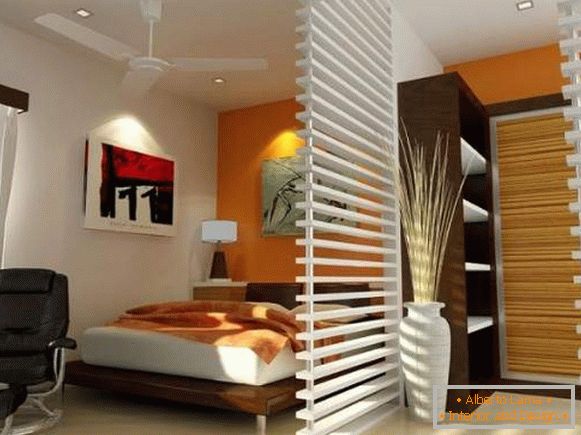Ein-Zimmer-Wohnung Design - wie das Schlafzimmer mit einer Partition zu trennen