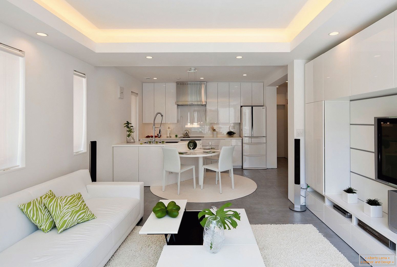Helle Küche-Wohnzimmer-Design