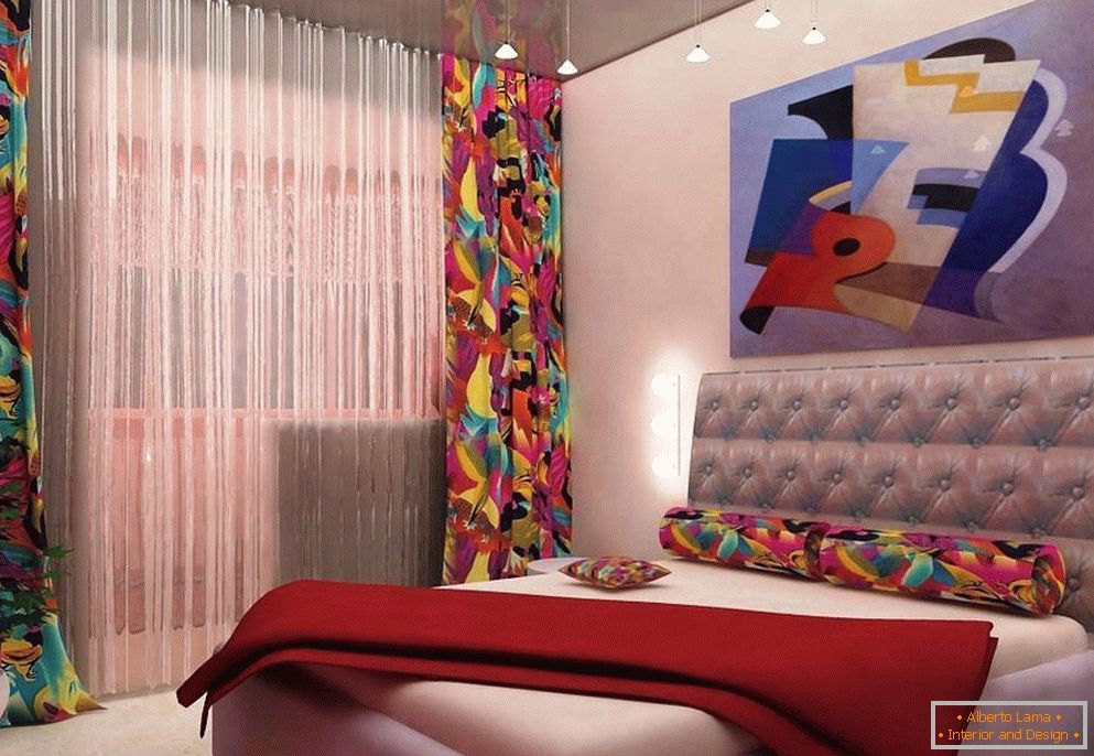 Die Kombination von Textilien und Gemälden im Schlafzimmer