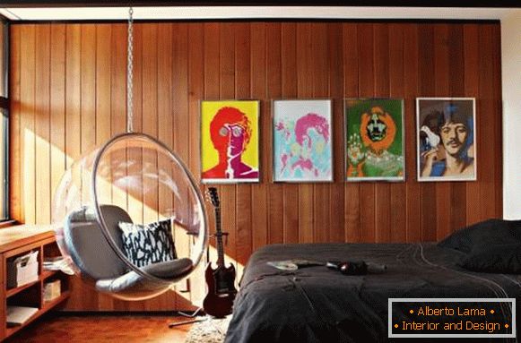 Das Schlafzimmer eines Teenagers im Stil der 60er Jahre