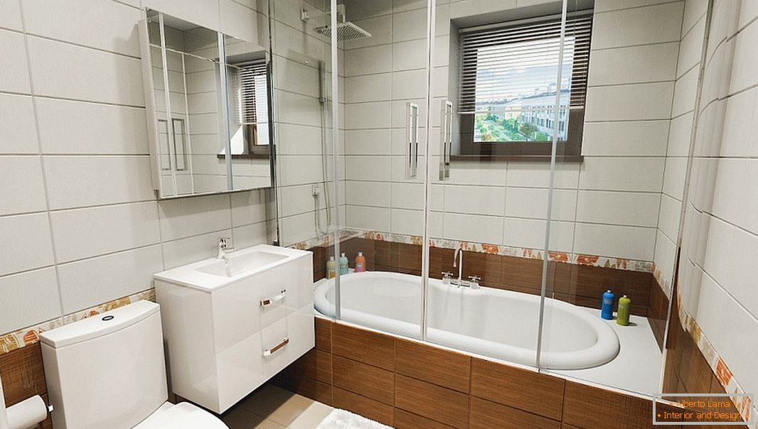 Modernes Badezimmer mit einem quadratischen Fenster