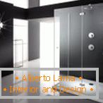 Schwarz und Weiß im Design des Badezimmers mit einer Duschkabine