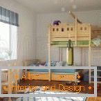 Kinderzimmer mit Möbeln aus Holz